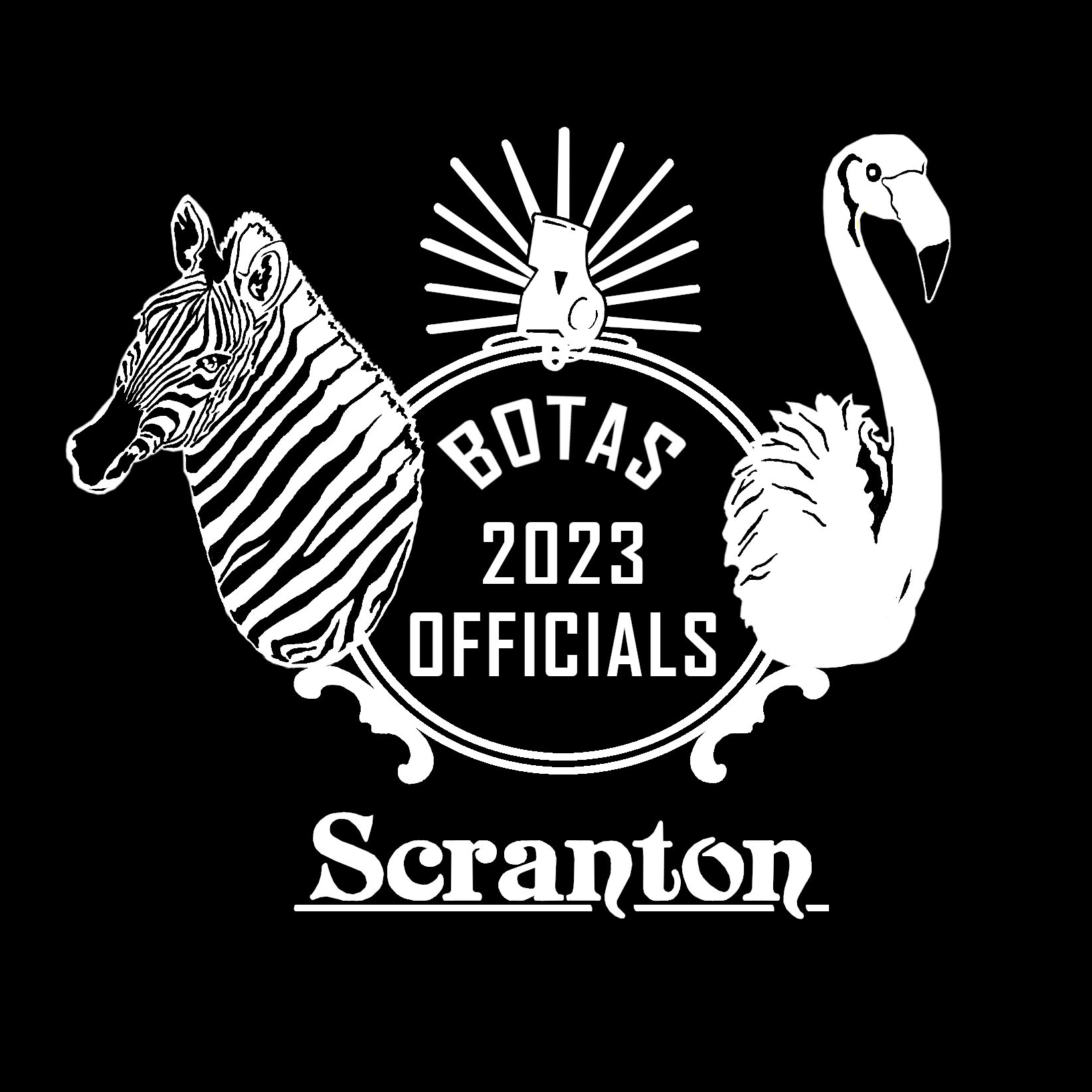 BOTAS Officials logo for Scranton, featuring a zebra and a flamingo
