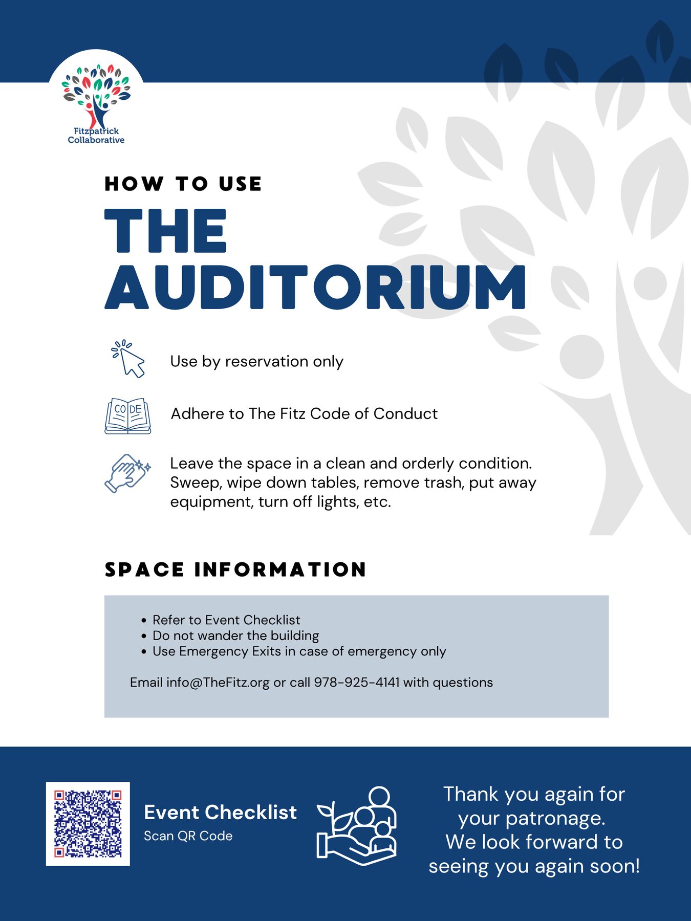 How to use the Auditorium sign