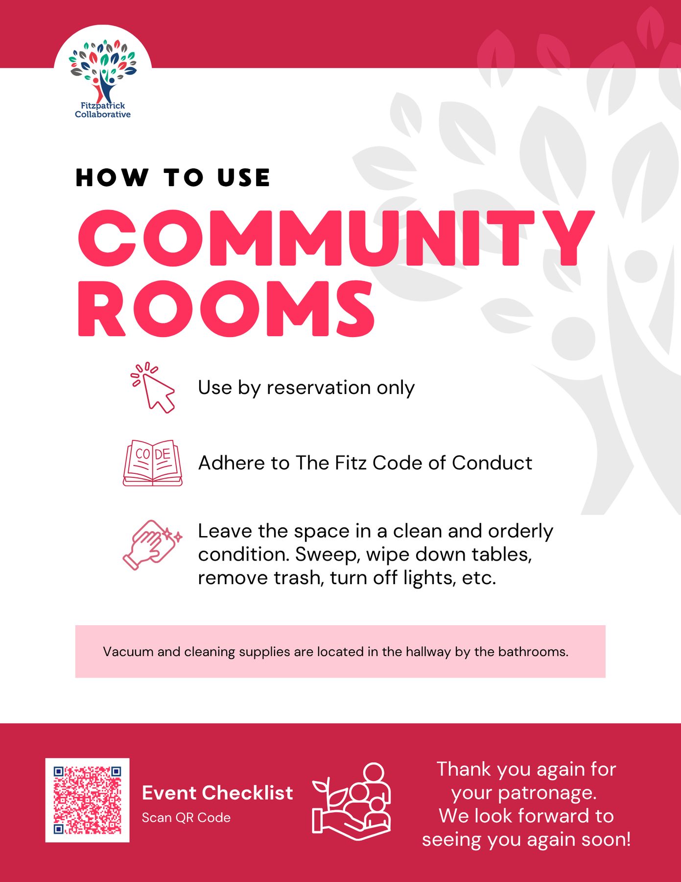 How to use Community Rooms sign